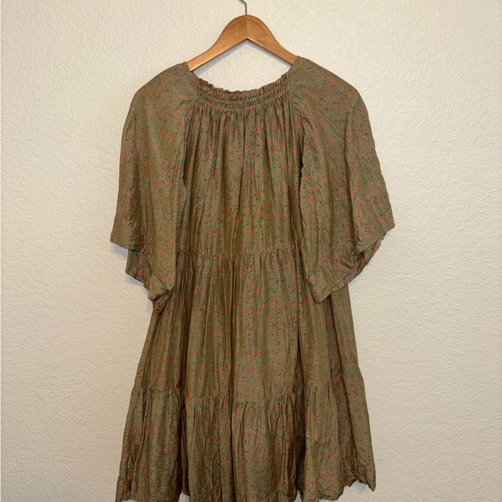 Floral Green Boho Dress